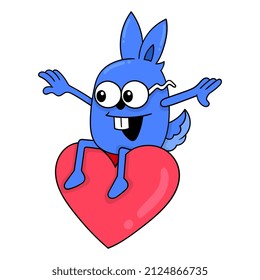 bunny celebrating valentine day in love, vector illustration art. doodle icon image kawaii.