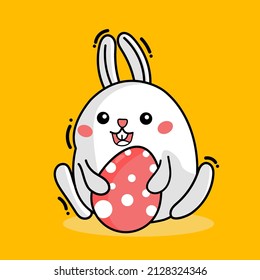 Bunny Character with Easter Egg many pattern,Vector illustration.