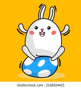 Bunny Character with Easter Egg many pattern,Vector illustration.