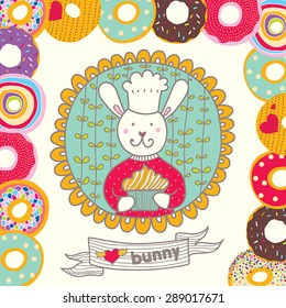 Bunny chef. Cute kids illustration.