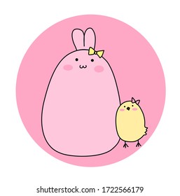 Bunny and chick with ribbon
