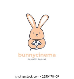 concepto de diseño del logotipo de bunny cinema