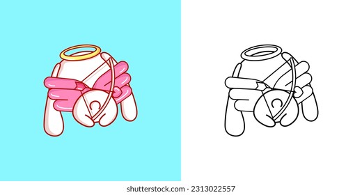 Bunny Clipart and Black and White Art. Beautiful Rabbit Illustration. Vector Illustration of a Kawaii Animal for Prints for Clothes, Stickers, Baby Shower, Coloring Pages.
