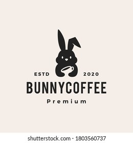 bunny coffee hipster vintage logo vector icon illustration