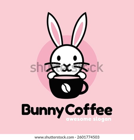 A bunny coffee logo design. A modern vector sign logotype.