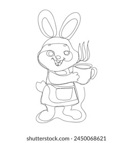 Bunny with coffee one line art vector design style,
bunny one line art, coffee with bunny one line art 