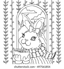 Bunny Coloring Cup Stock Vector (Royalty Free) 497561854 | Shutterstock