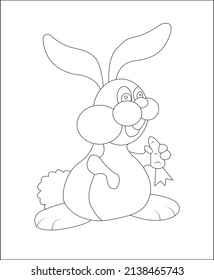 Bunny coloring page line art Easter line art  vector art animal coloring book page drawing