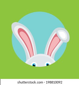 bunny coming out flat design vector