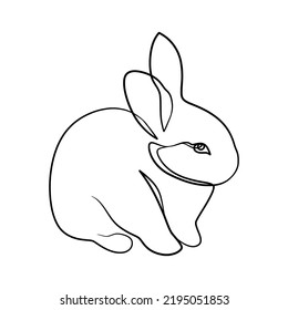 Bunny continuous line art drawing. Rabbit minimalism one line art design