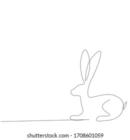 Dibujo de línea continua de conejito. Ilustración vectorial de silueta animal de granja