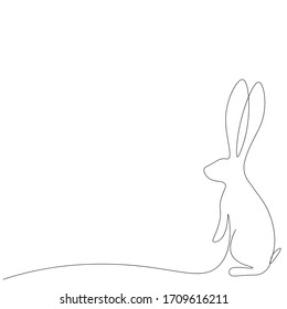 Bunny continuous line drawing. Farm animal silhouette vector illustration