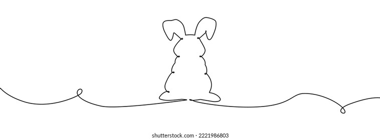 Bunny continuous one line drawing. Rabbit line art . Bunny minimalist.Hand drawn bunny .Rabbit one continuous line drawing.