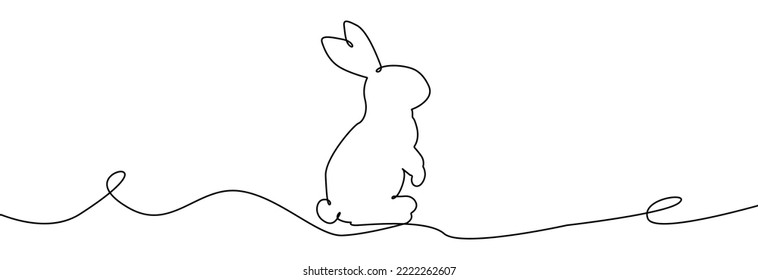 Bunny continuous one line drawing. Rabbit line art . Bunny minimalist.Hand drawn bunny .Rabbit one continuous line drawing.