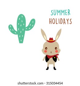 bunny cowboy summer holiday vector
