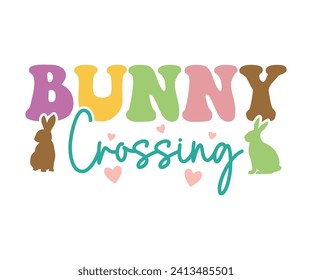 Bunny crossing T-shirt, Happy Easter Shirts, Hunting Squad, Easter Quotes, Easter for Kids, March Shirt, Welcome Spring, Cut File For Cricut And Silhouette