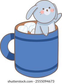 bunny in a cup of hot chocolate