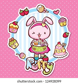 Bunny - cupcake vector illustration