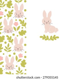 Bunny cut face color vector vertical banner
