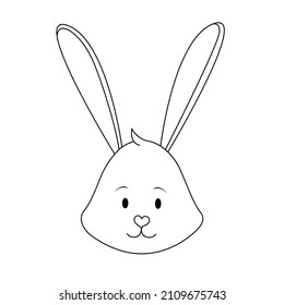 Bunny cute in doodle style, vector illustration. Rabbit animal graphic sketch, isolated element on a white background. Funny character for print and design. Easter holiday hand drawn from line