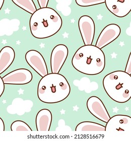 Bunny Cute Face Charakter Nahtlose Vektormuster.