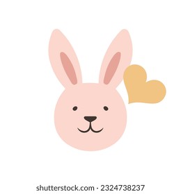 Bunny cute icon. Cruelty-free concept logo design with rabbit symbol. Not tested on animals. Vector illustration.