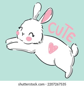 Bunny. Cute rabbit. Print design for textiles, baby clothes, banner. Vector
