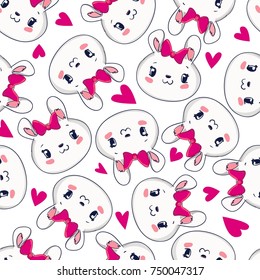 bunny cute sketch vector illustration seamless, texture background, rabbit seamless, Hand Drawn Vector Illustration of bunny pattern.