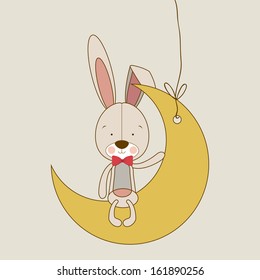 bunny design over beige background vector illustration 