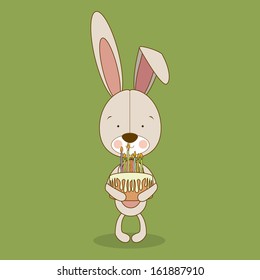 bunny design over green background vector illustration 