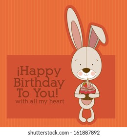 bunny design over orange  background vector illustration 