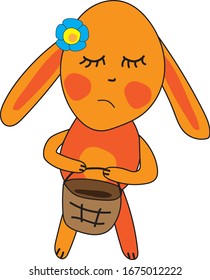 Bunny didn't get enough sleep. Vector image for illustration.