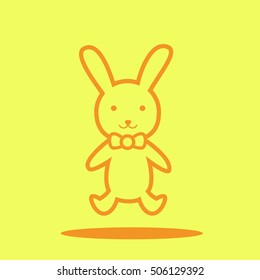 Bunny doll  cute icon in trendy flat style isolated on color background. Baby symbol for your design, logo, UI. Vector illustration, EPS10. Line style. 
