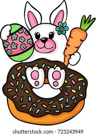 Bunny with donut and easter egg
