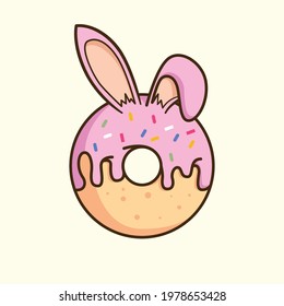 Bunny Donuts illustration logo vector template