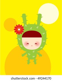 bunny doodle of cactus
