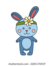 Bunny doodle Vector color illustration isolated on a white 