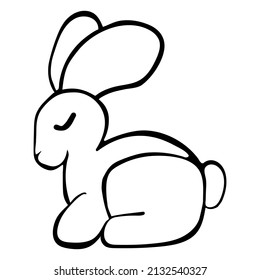 Bunny Doodle Vektorgrafik Symbol. Einzeln auf weißem Hintergrund. Handgezeichnet, Comic, Umriss.