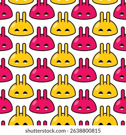 Bunny drop with ears pattern seamless. Funny creatures background. Cute cartoon rabbit ornament. Baby fabric texture