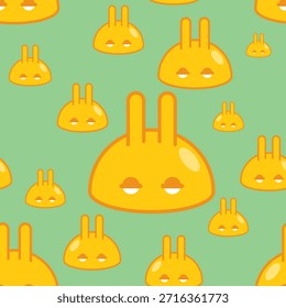 Gota de conejito con patrón de orejas sin costuras. Fondo de criaturas divertidas. Lindo adorno de conejo de dibujos animados. Textura de la tela del bebé