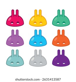 Bunny drop with ears set. Funny creatures. Cute cartoon rabbit.