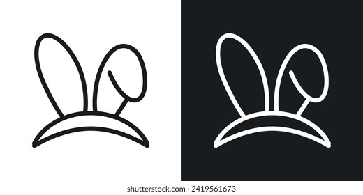 Bunny Ear Icon designed in a line style on white background.