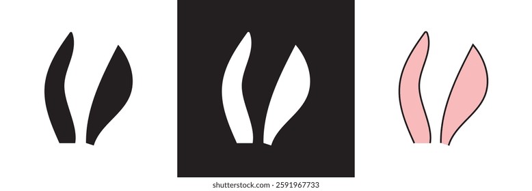 Bunny ear icon. Isolated on white and black background. Vector illustration. EPS 10