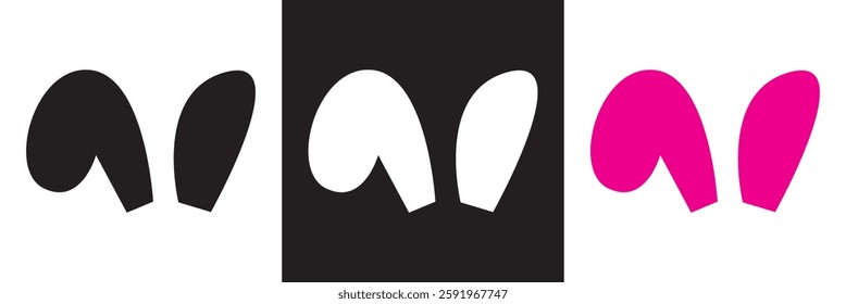 Bunny ear icon. Isolated on white and black background. Vector illustration. EPS 10