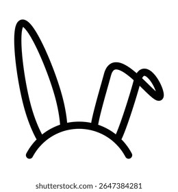 Bunny ear icon outline set sign