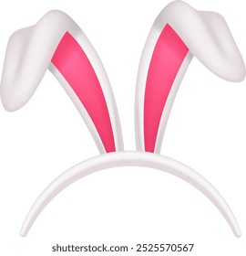 Bunny ears band. Cute rabbit costume accessory isolated on white background