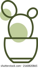 Bunny ears cacti in pot, illustration, vector on a white background.