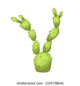 bunny ears cactus cartoon. green succulent. garden cacti. easter plant bunny ears cactus vector illustration