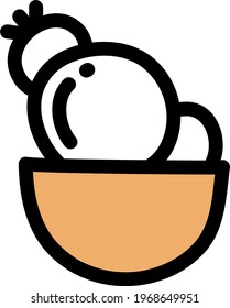 Bunny ears cactus in a pot, icon illustration, vector on white background