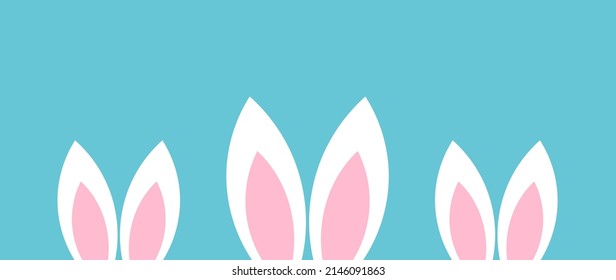 Los oídos de los conejitos son graciosos antecedentes de Pascua. Imagen vector Happy Easter.